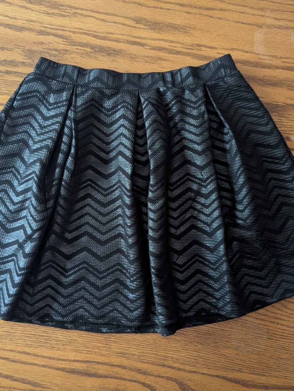 Joe Benbasset Black Chevron-Pattern Skater Skirt